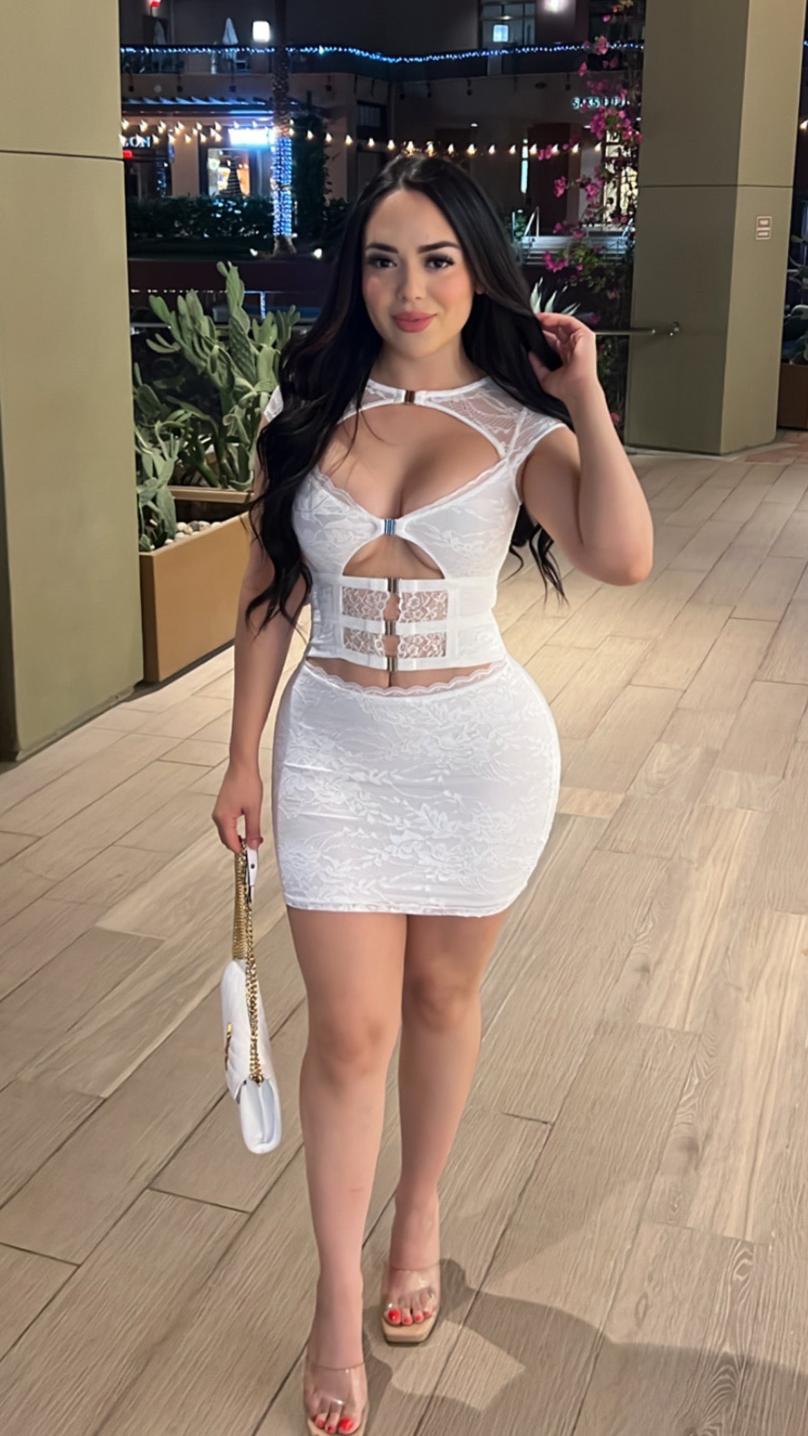 LACEY DRESS - (WHITE)