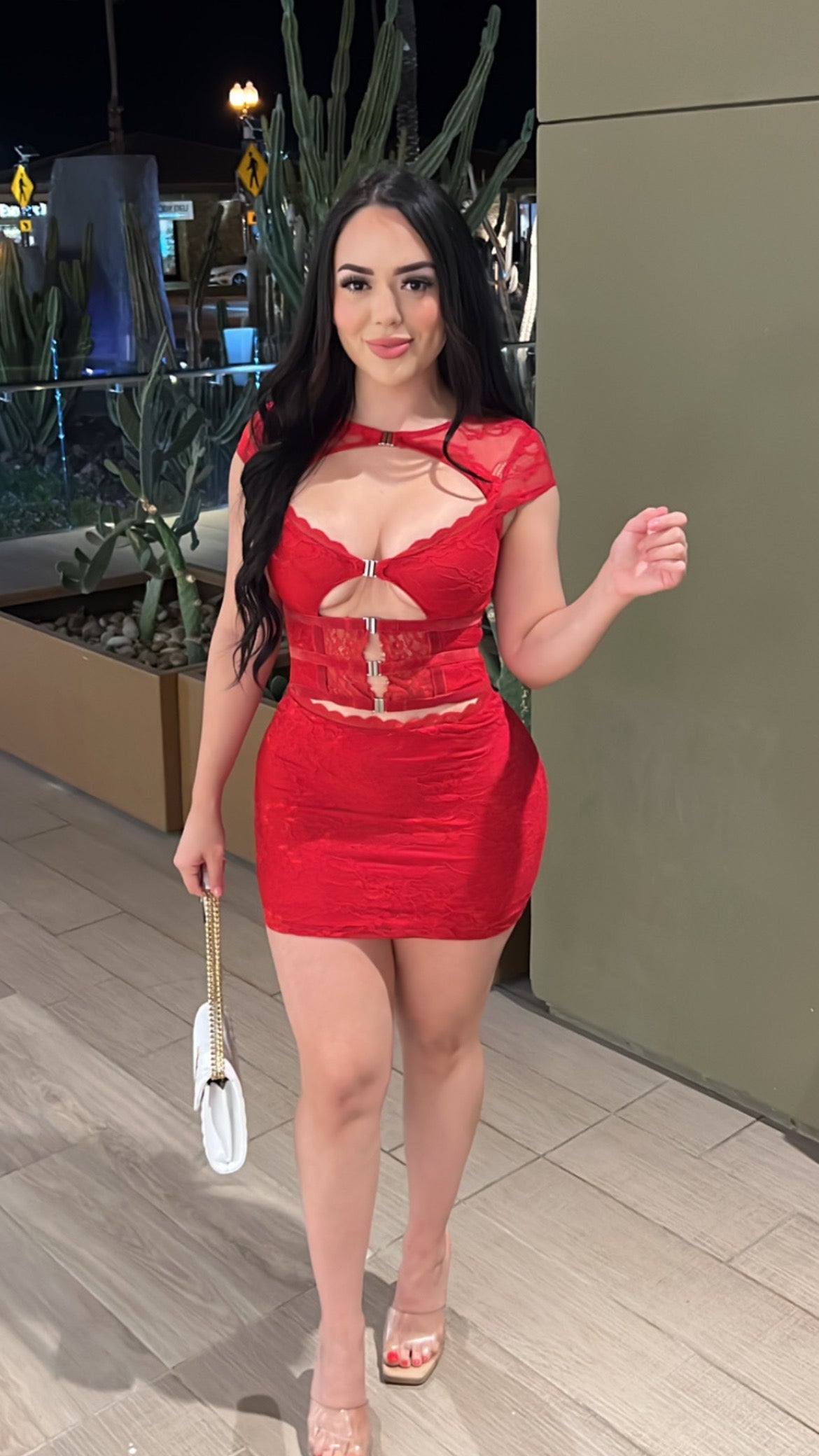 LACEY DRESS - (RED)