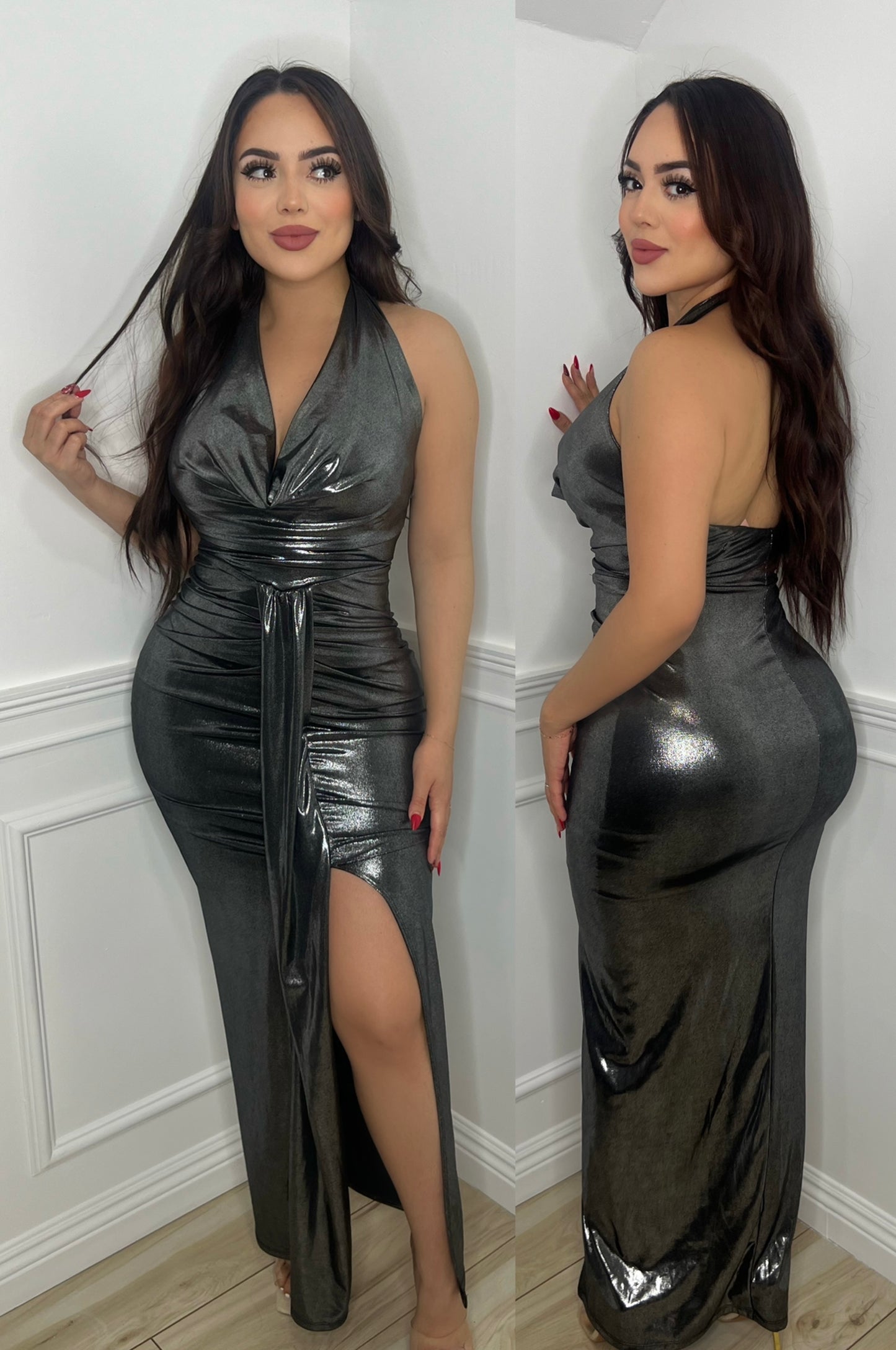 MINA DRESS - (SILVER)