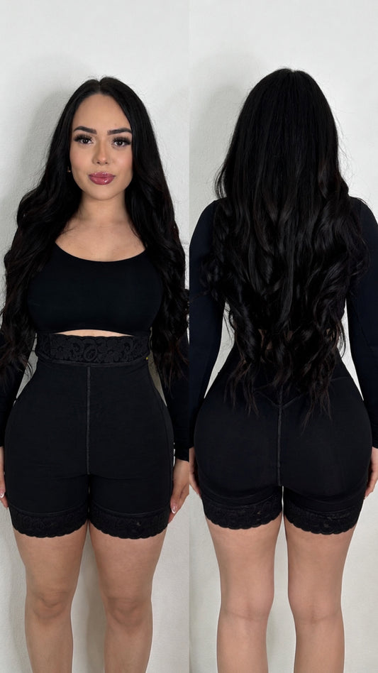 HIGH WAISTED FAJA SHORTS - (black)