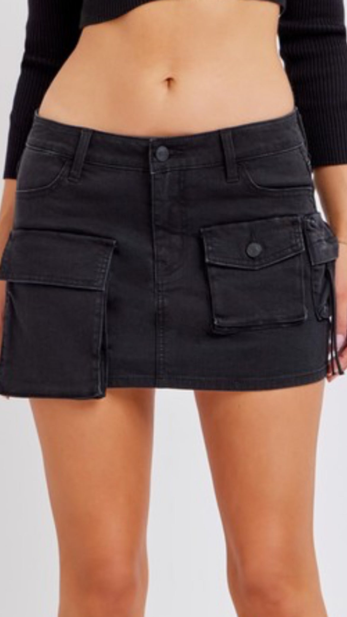 LUNA CARGO SKIRT - (BLACK)