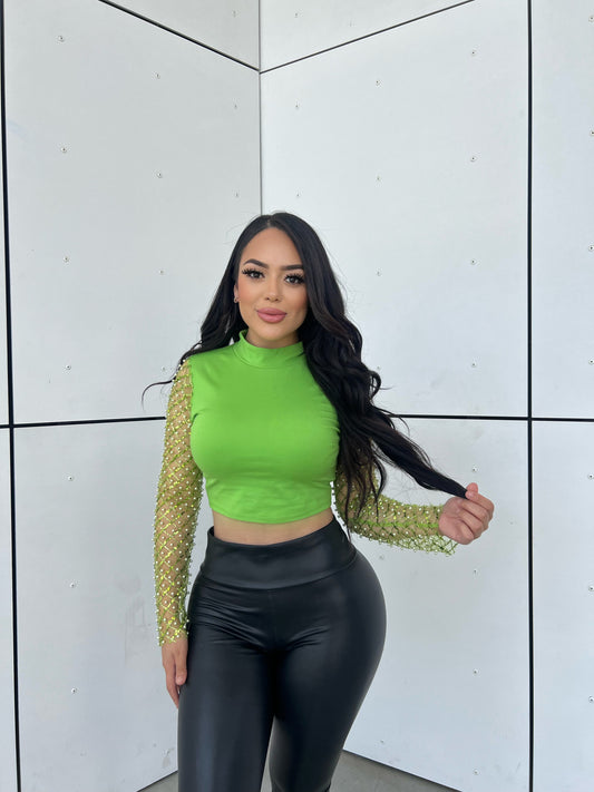 PEARL TOP - (LIME GREEN)