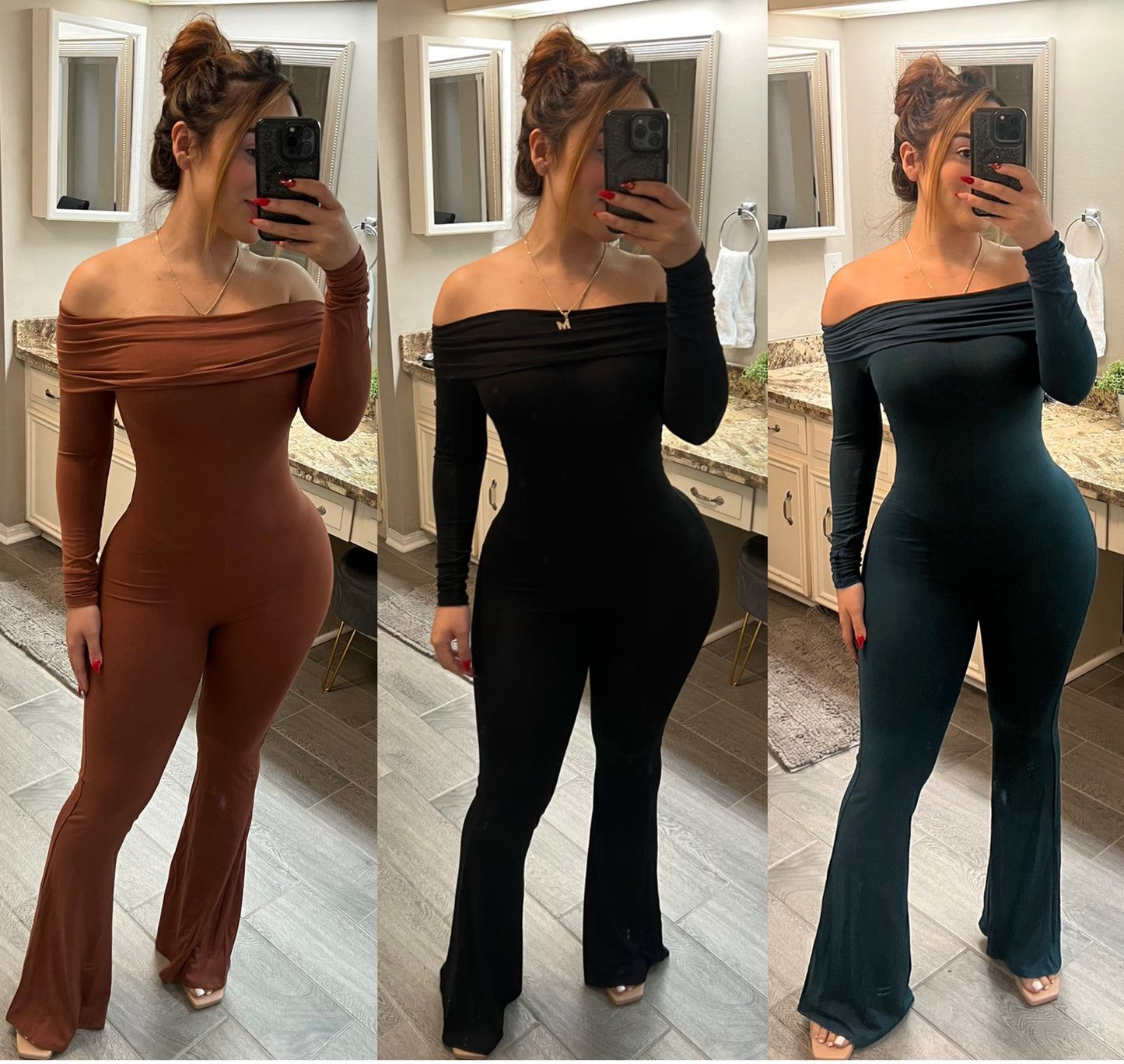 YANET JUMPSUIT - (TOFFEE, BLACK, HUNTER GREEN)